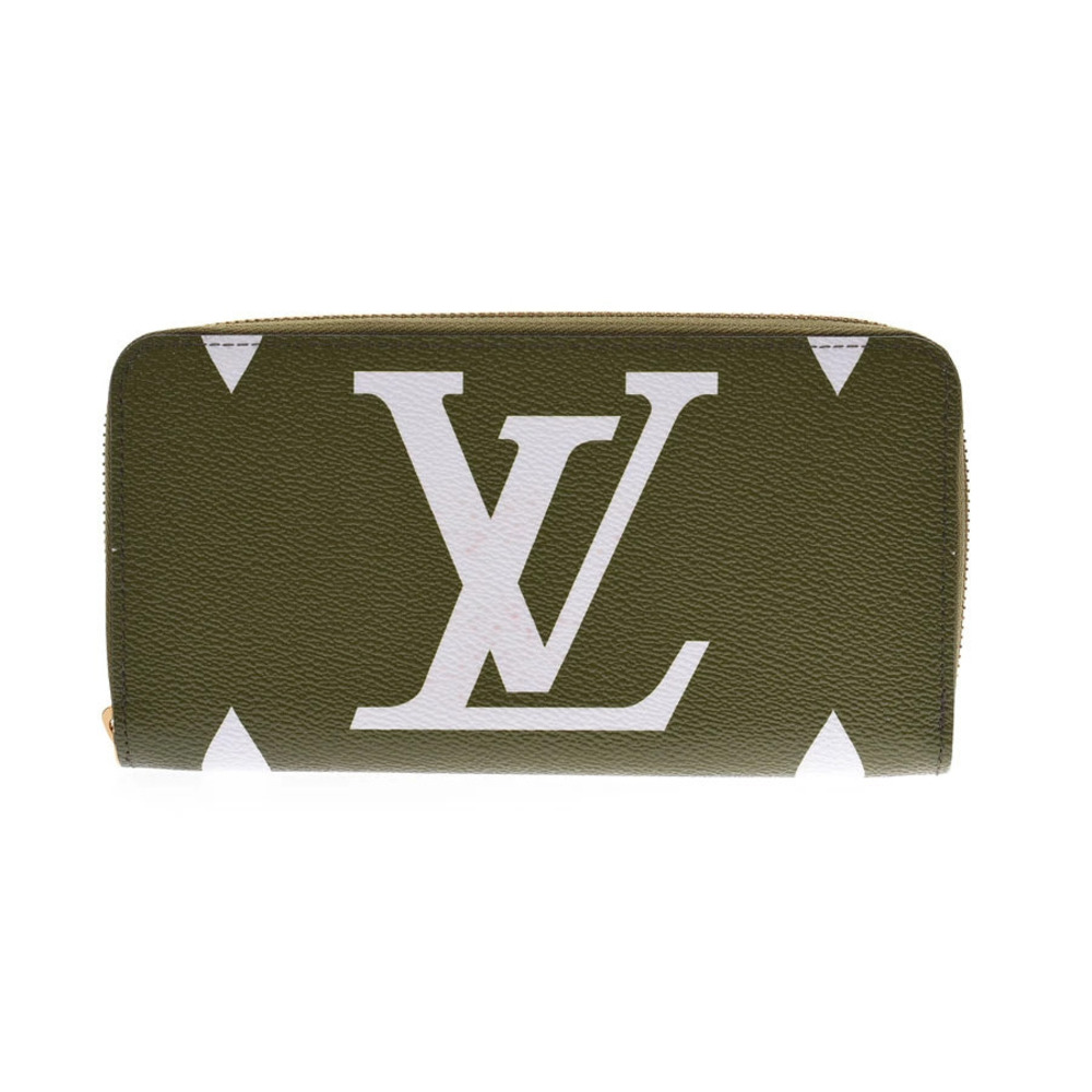 Louis Vuitton Giant Monogram Zippy Wallet Khaki Brown Green Leather Long
